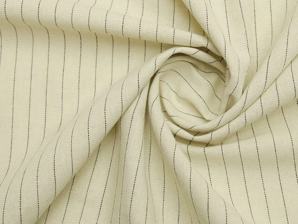 Лён костюмно-плательный Chicago, цвет "экрю" в вертикальную полоскуизображение