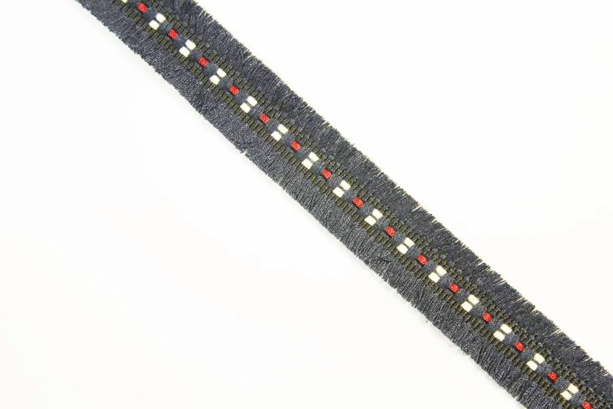 Тесьма декоративная, цвет тёмно-синий с белой и красной нитью, ширина 19 ммизображение