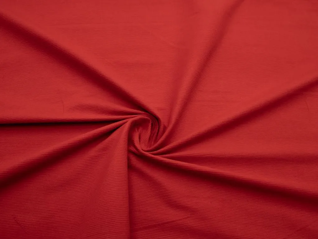 Вельвет в узкий горизонтальный рубчик, цвет красныйизображение