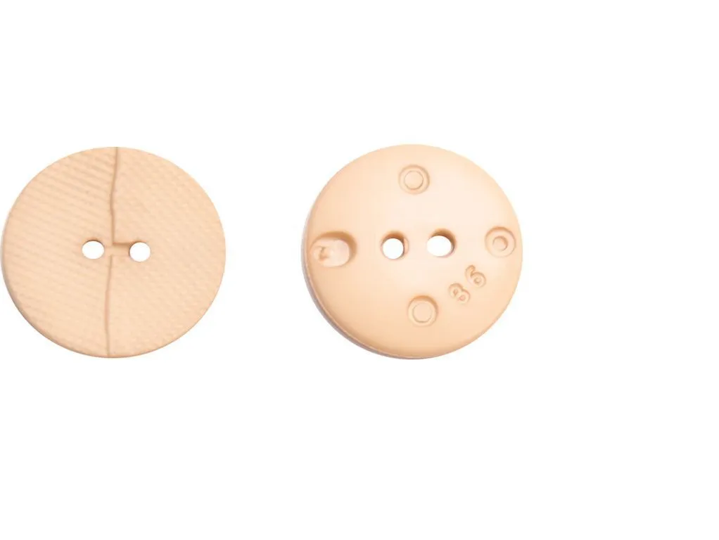  Пуговица пластмассовая, 2 прокола, бежевая, фактурная, диаметр 22 ммизображение