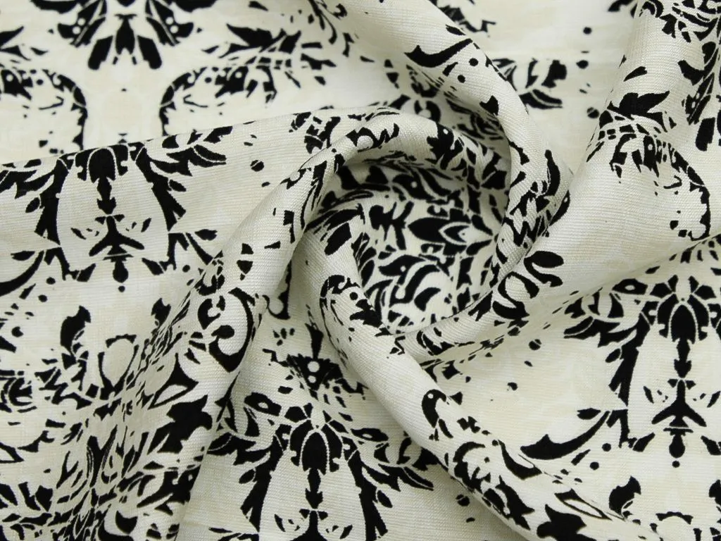 Блузочно-плательная ткань, "Чёрно-белый принт"изображение