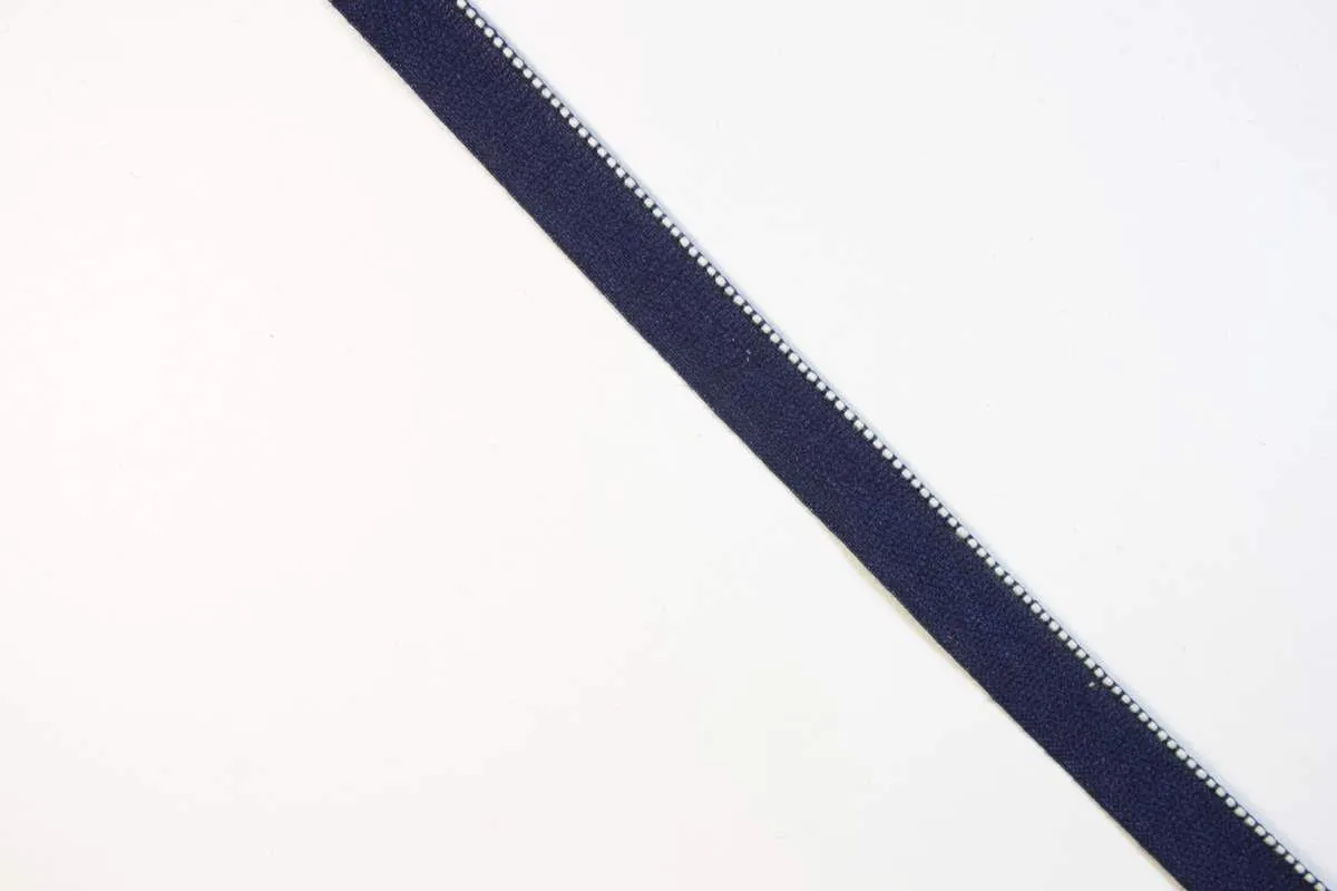 Тесьма брючная, синего цвета, с пёстрым кантом. Ширина 16 ммизображение