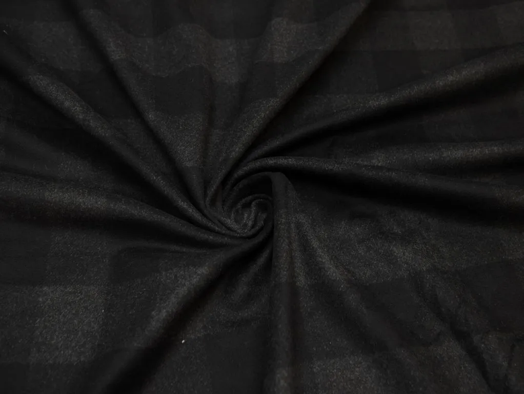 Пальтовая ткань в клетку, цвет черно-серыйизображение