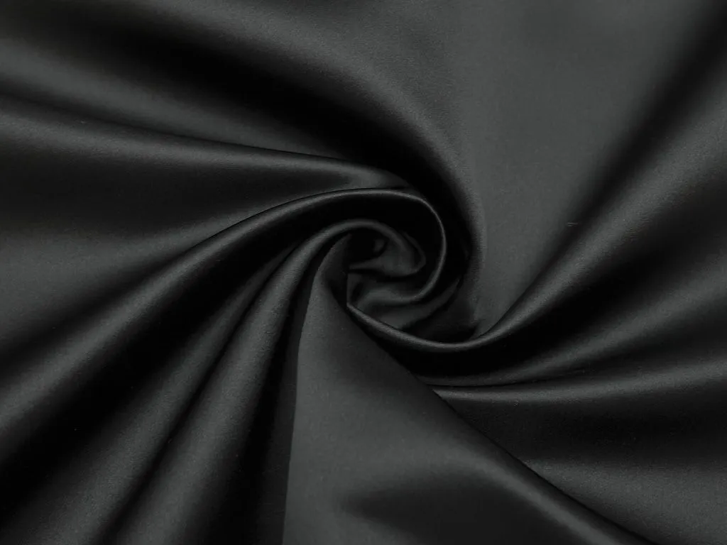 Двухсторонний костюмно-плательный шелк Дюшес, цвет черныйизображение