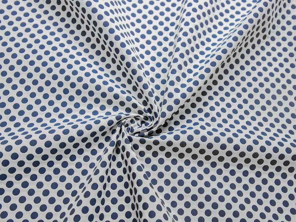 Приобрести Жаккардовая ткань двухсторонняя в горошек, цвет сине-белый