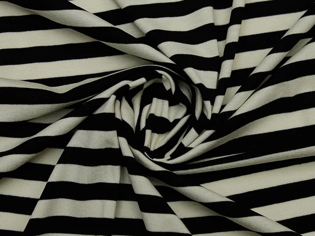 Кулирная гладь в полоску, цвет кремово-черныйизображение
