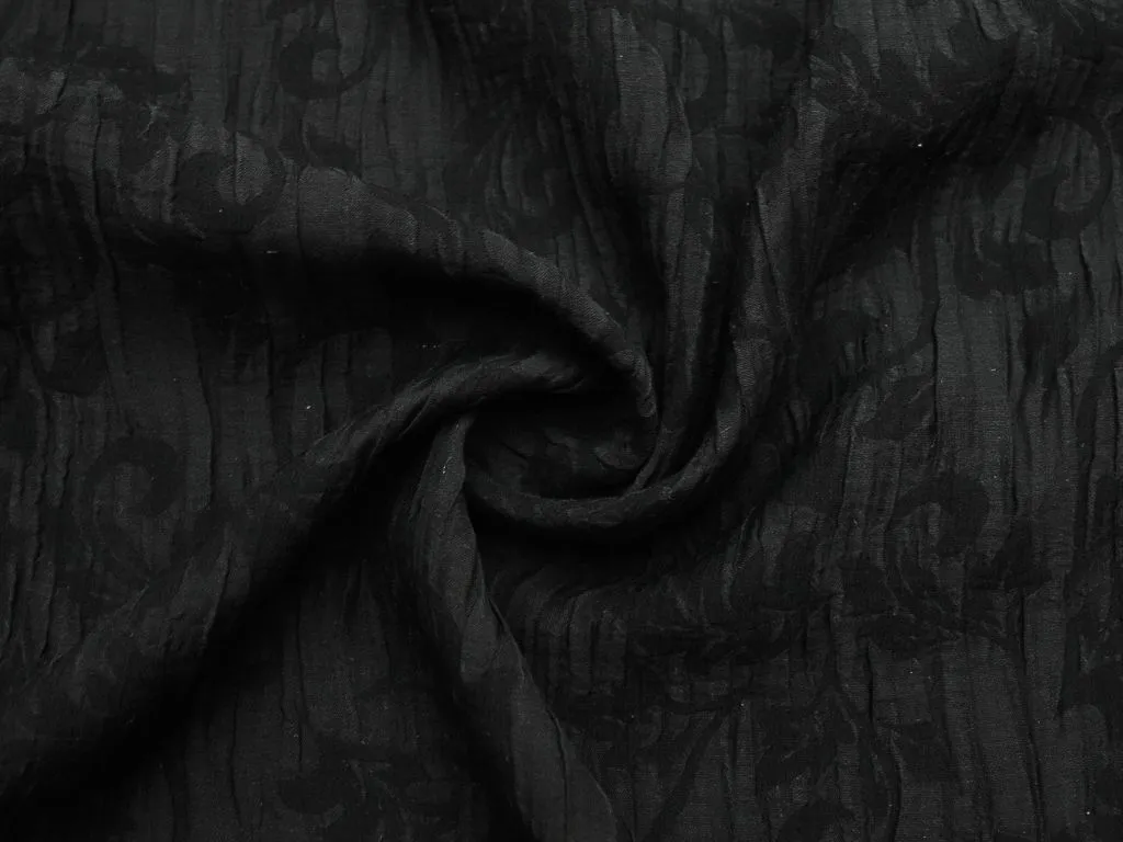 Приобрести Жаккард, с фактурным рисунком "Чёрные цветы"