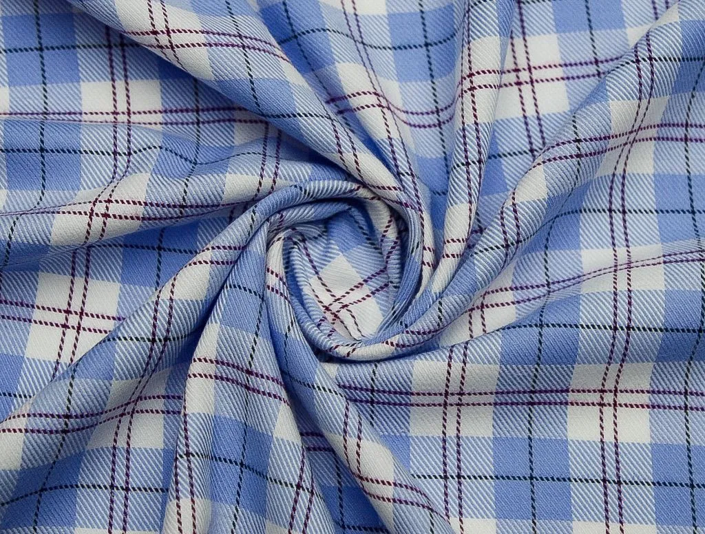 Костюмно-плательная ткань "Бело-голубая клетка"изображение