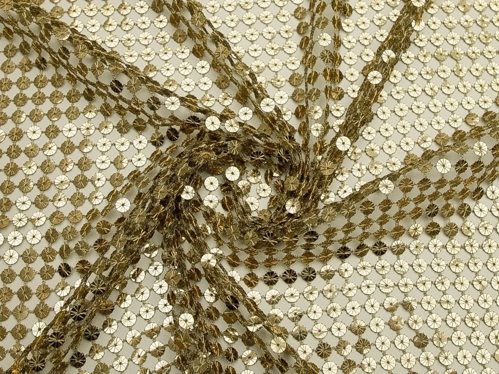 Нарядная плательная ткань с пайетками "Золотое конфетти"изображение