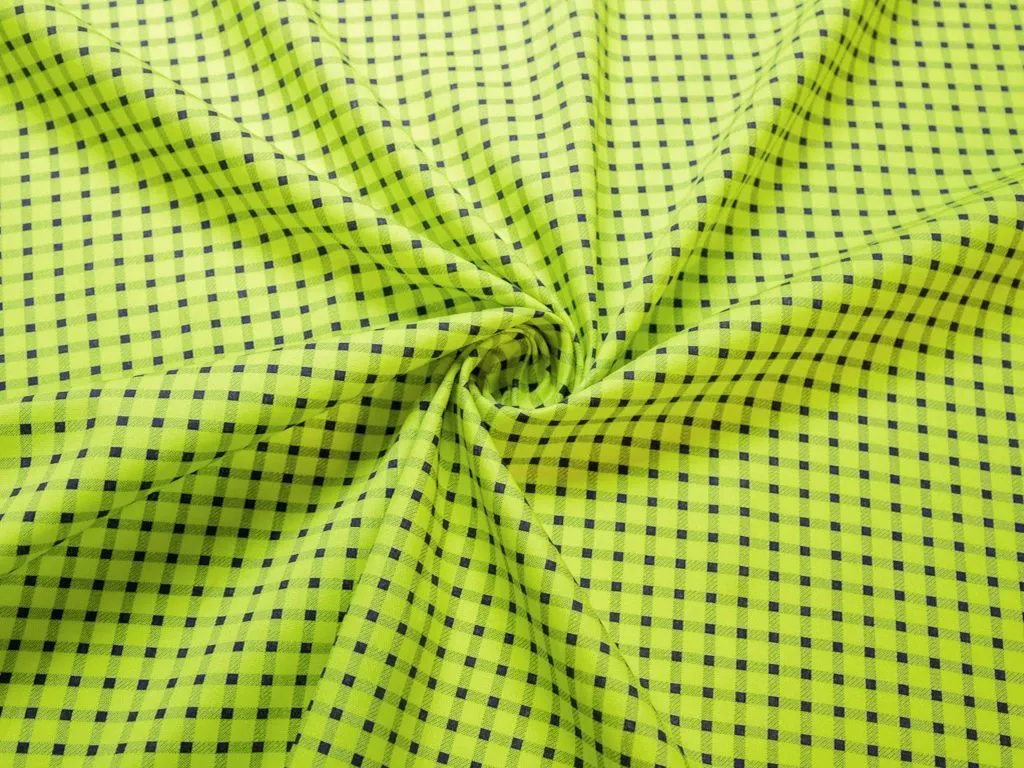 Хлопок костюмно-плательный в черную клетку на желтом фонеизображение