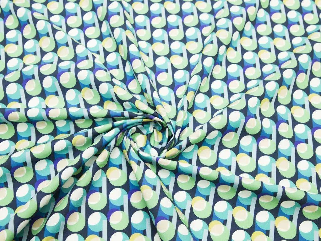 Рубашечно-плательный хлопок с геометрическим принтом на темно-синем фонеизображение