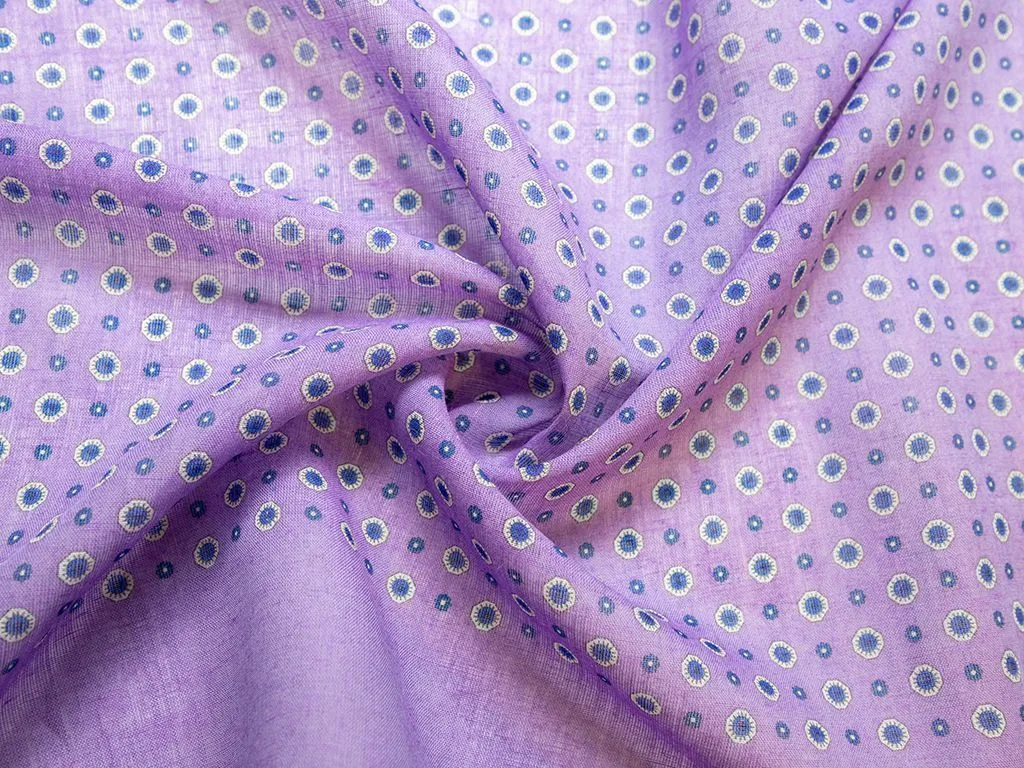 Рубашечно-плательный лен с мелкими цветочками, цвет сине-сиреневый, купон 175 смизображение