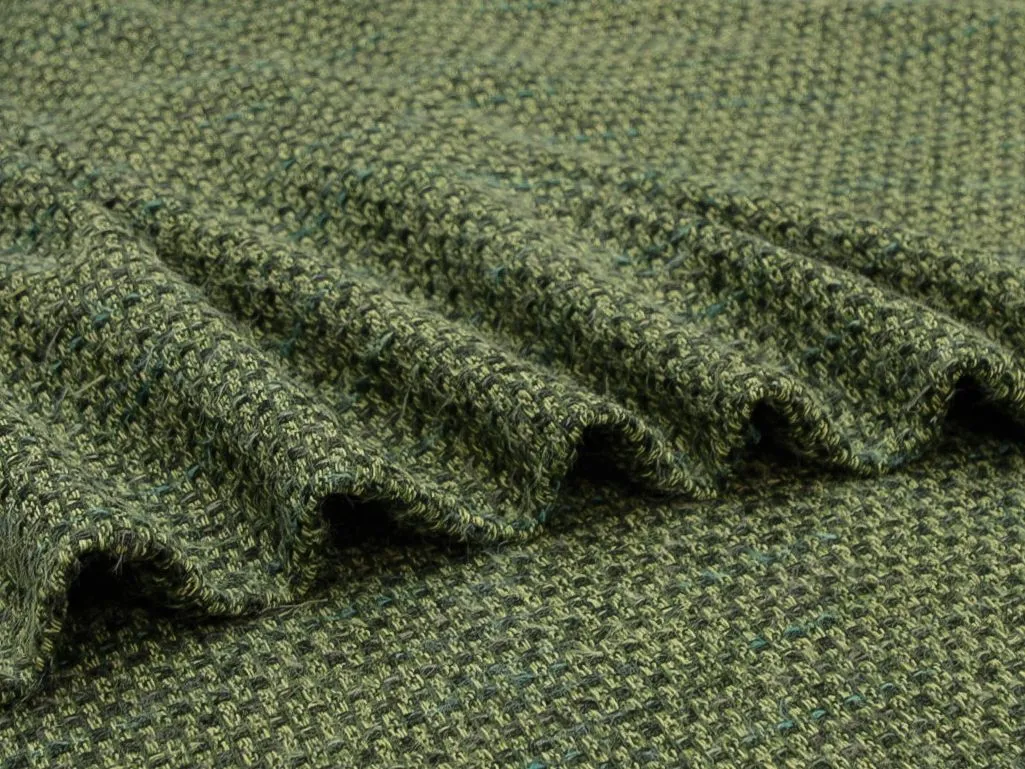 Двухсторонняя буклированная костюмная ткань, меланж в зеленых тонахизображение