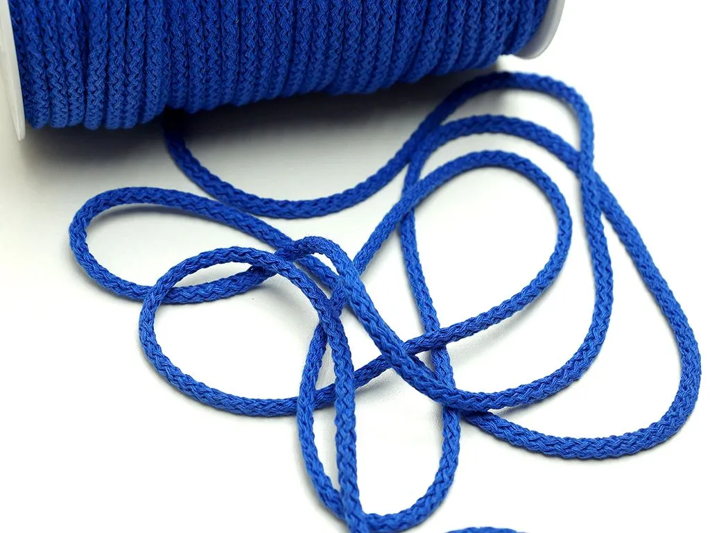 Приобрести Шнур х/б, круглый, василькового цвета, ширина 5 мм