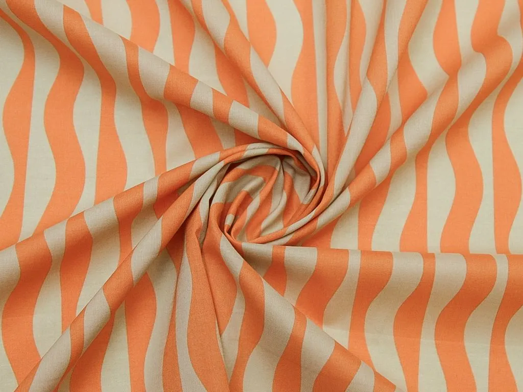 Батист с вертикальным рисунком "Волны", цвет оранжево-бежевыйизображение
