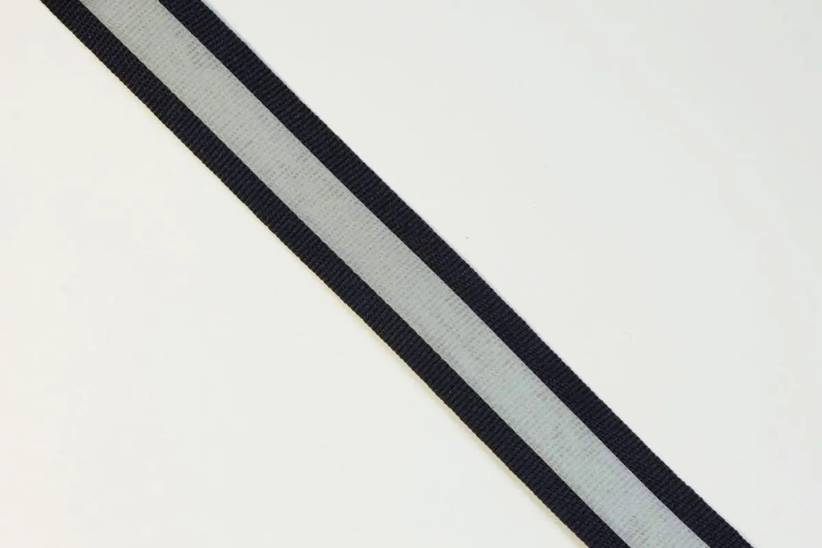 Тесьма светоотражающая, синего цвета с серой полоской 10мм, ширина 20 ммизображение