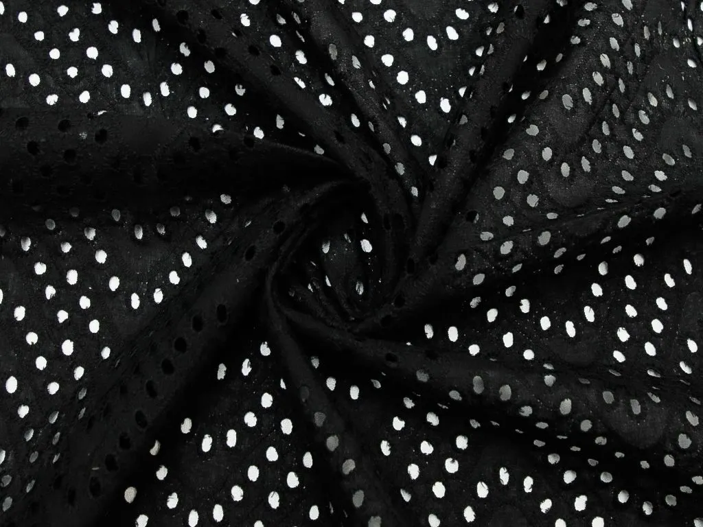 Шитье с рисунком "зигзаги" на батисте, цвет черныйизображение