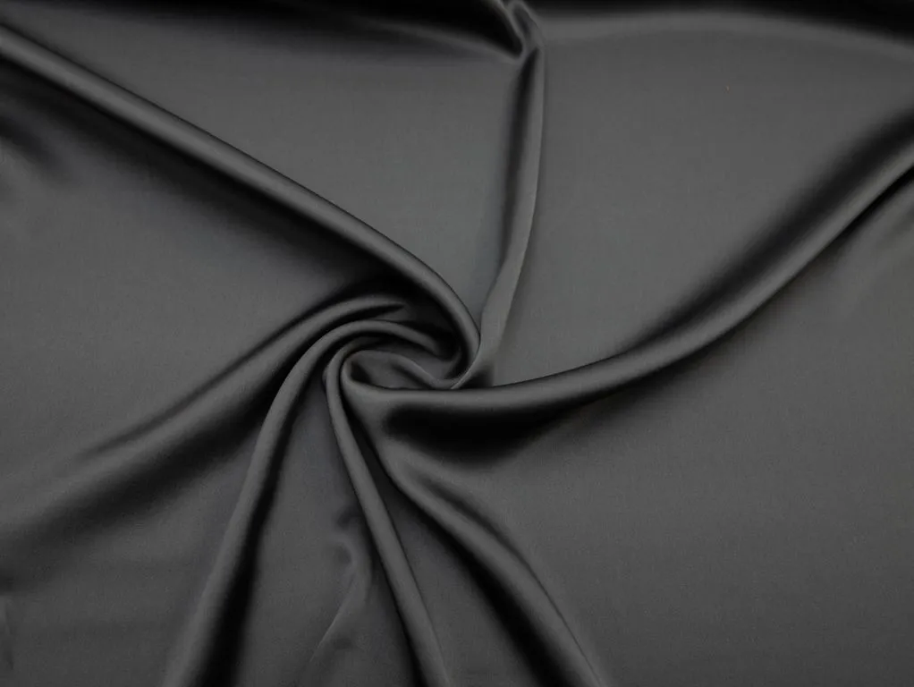 Блузочно-плательная ткань с атласным блеском, цвет графитовыйизображение