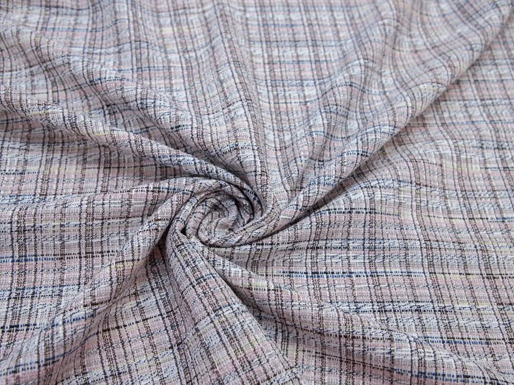 Костюмная ткань твид в в розово-белых тонахизображение