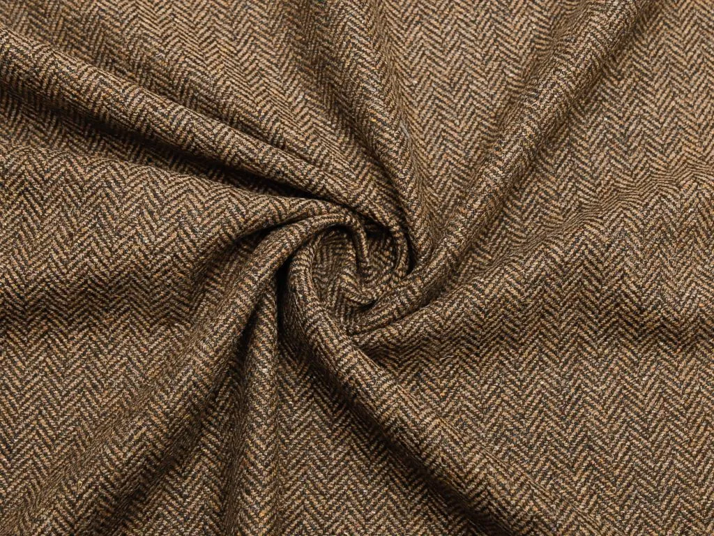 Шерстяная костюмная ткань, в ёлочку, в коричнево-рыжей гаммеизображение