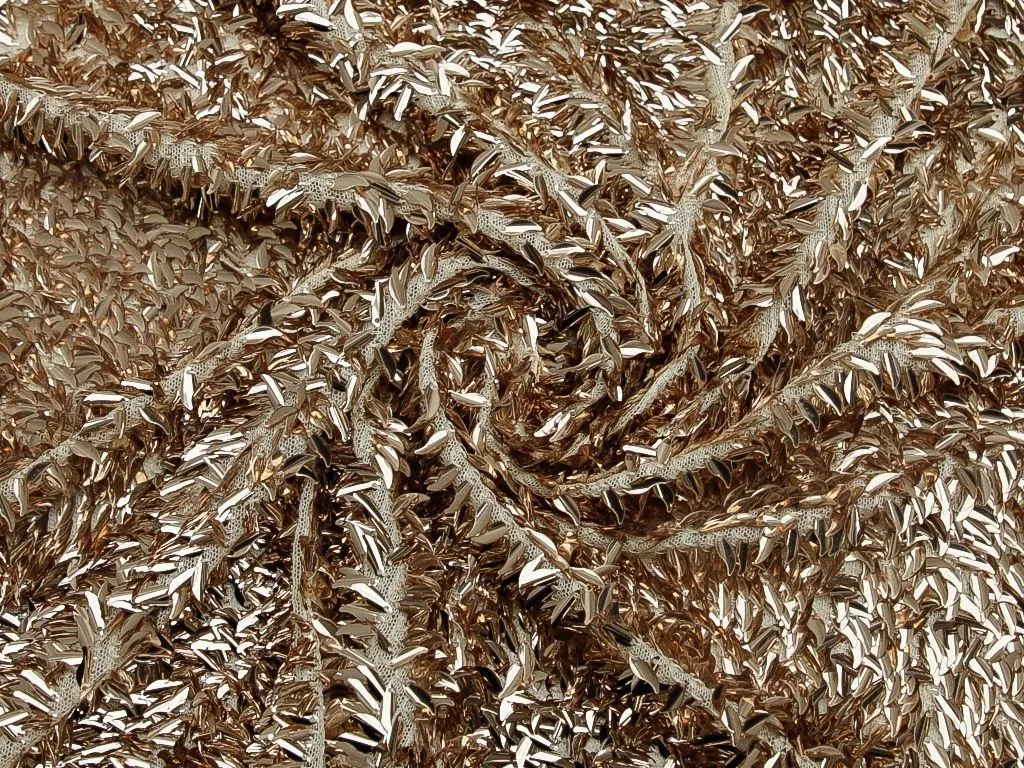 Приобрести Нарядная плательная ткань с пайетками, в стиле "Кабаре", бронзового цвета